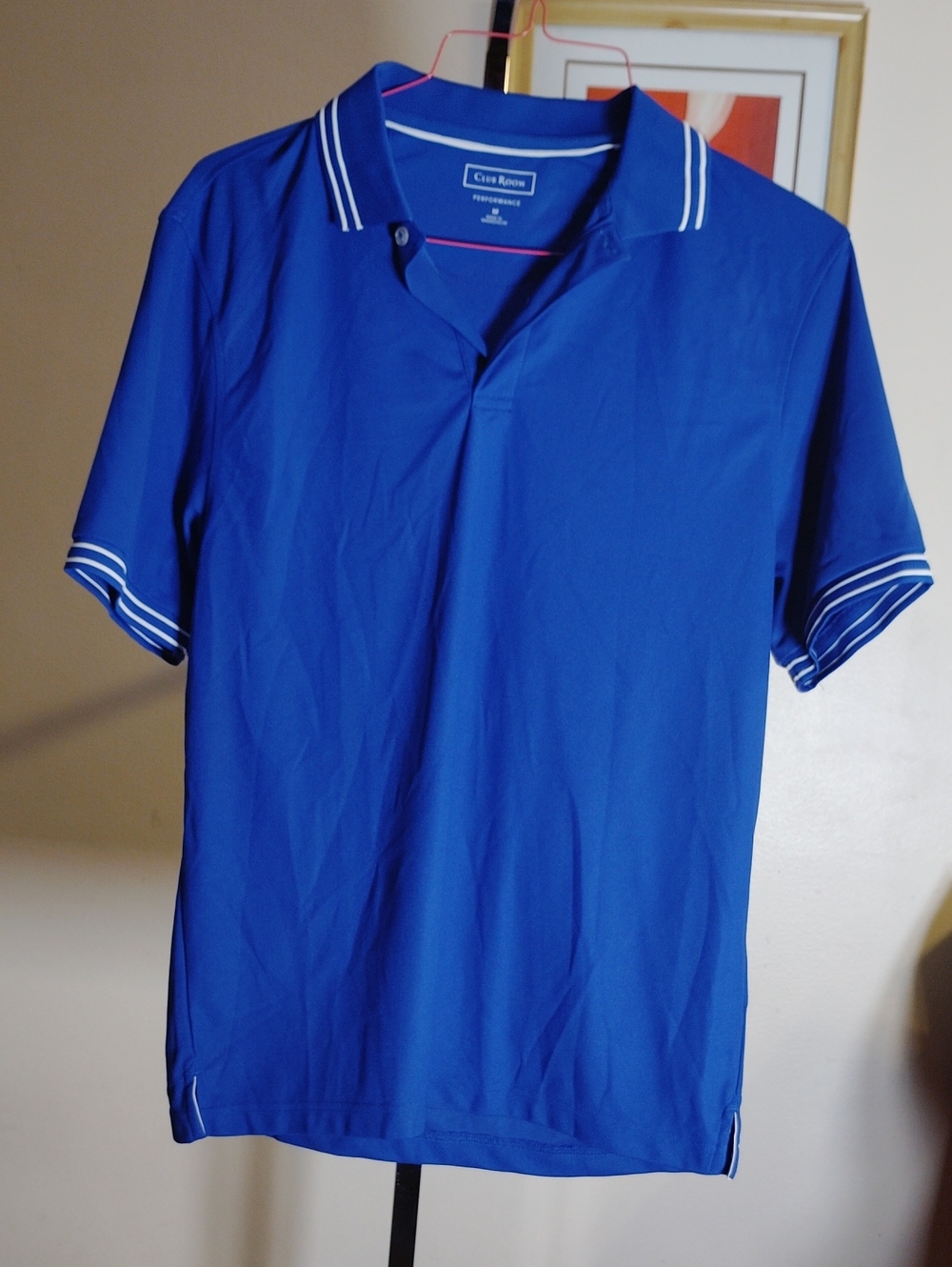 Club Room Men's Royal Blue Polo with White Contrast Trim